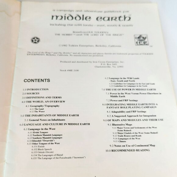 ICE MERP 1st Ed Campaign and Adventure Guidebook for Middle Earth No Map - Picture 5 of 5